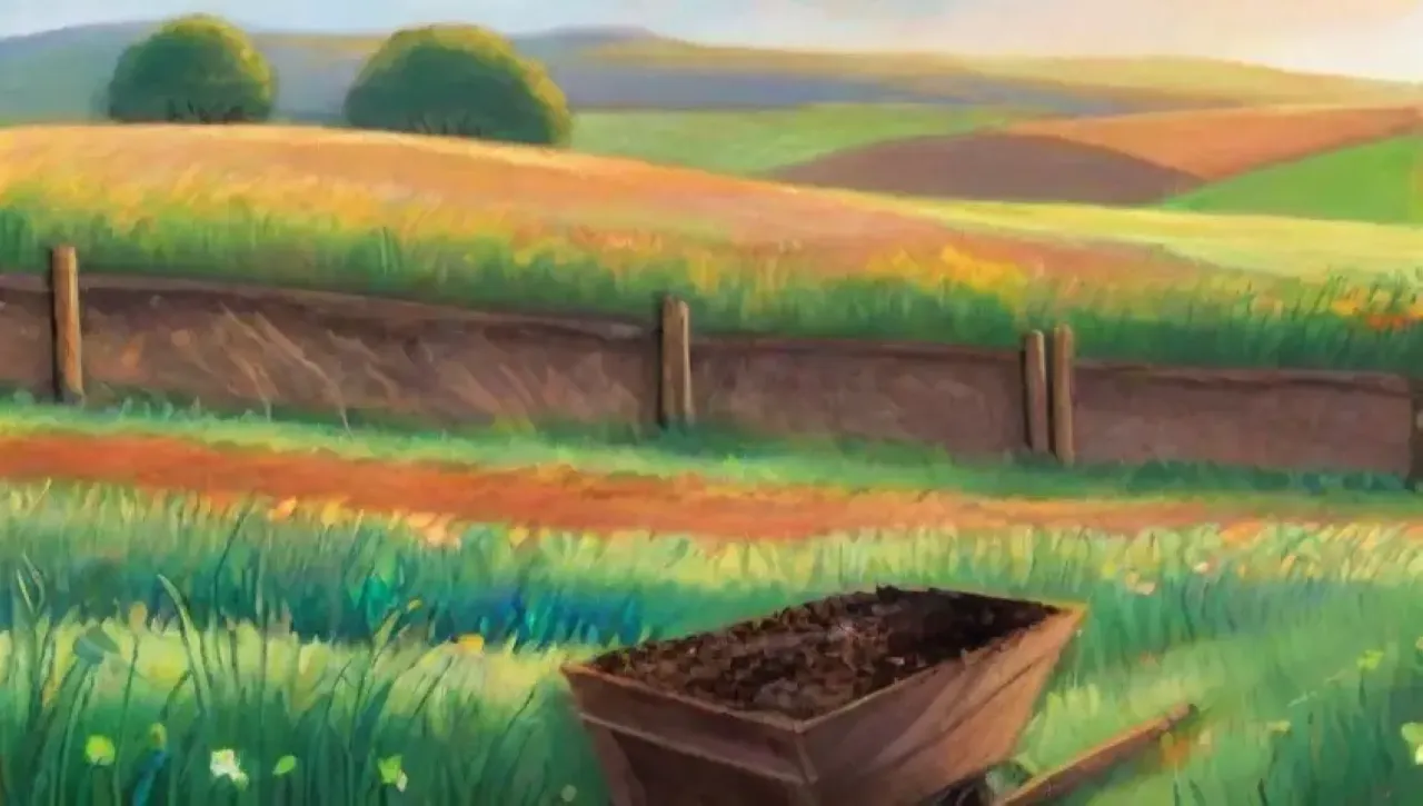 Un paisaje armonioso de campos verdes, flores vibrantes y la calma de la naturaleza