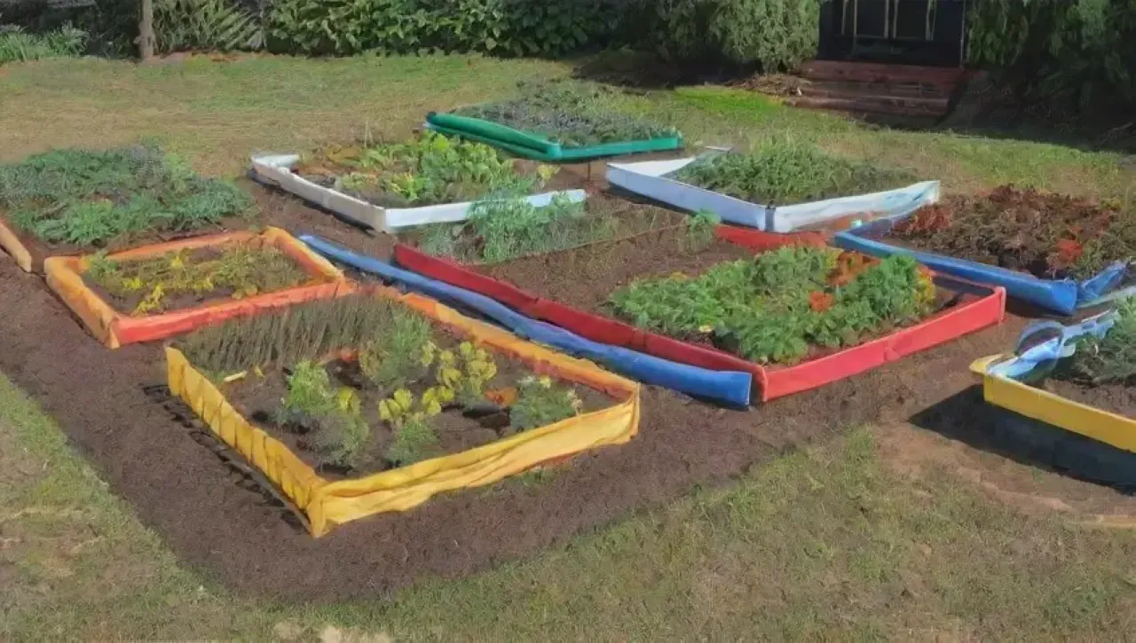 Un jardín vibrante y sostenible lleno de vida y color
