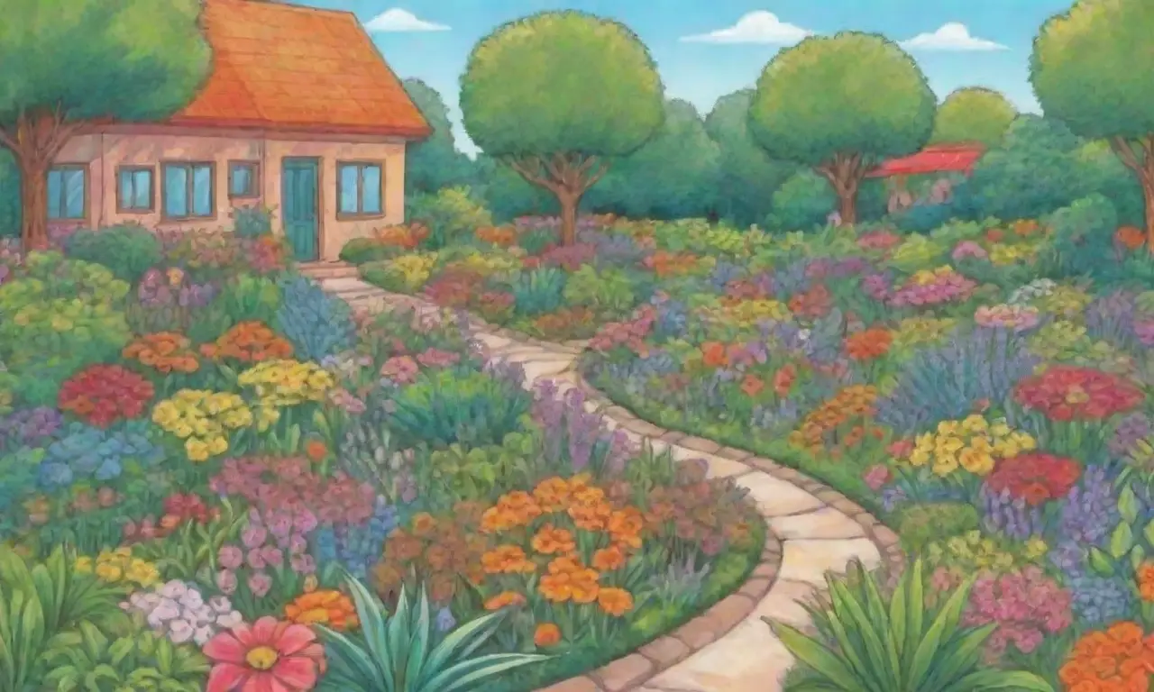 Jardín de flores vibrantes con un diseño creativo y artístico