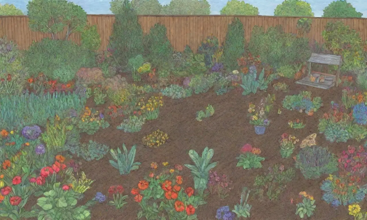 Jardín colorido con plantas diversas