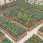 Jardín urbano en azotea que promueve la sostenibilidad y la comunidad