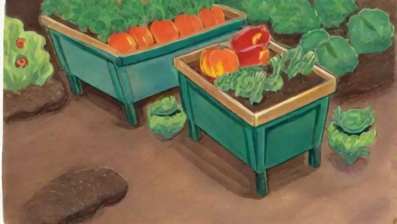 Un jardín vibrante con cultivos variados y el ciclo de la naturaleza en armonía