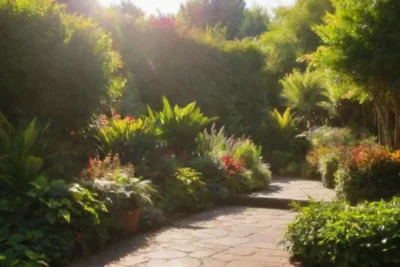 Luz natural y vibrante vegetación crean un ambiente tranquilo