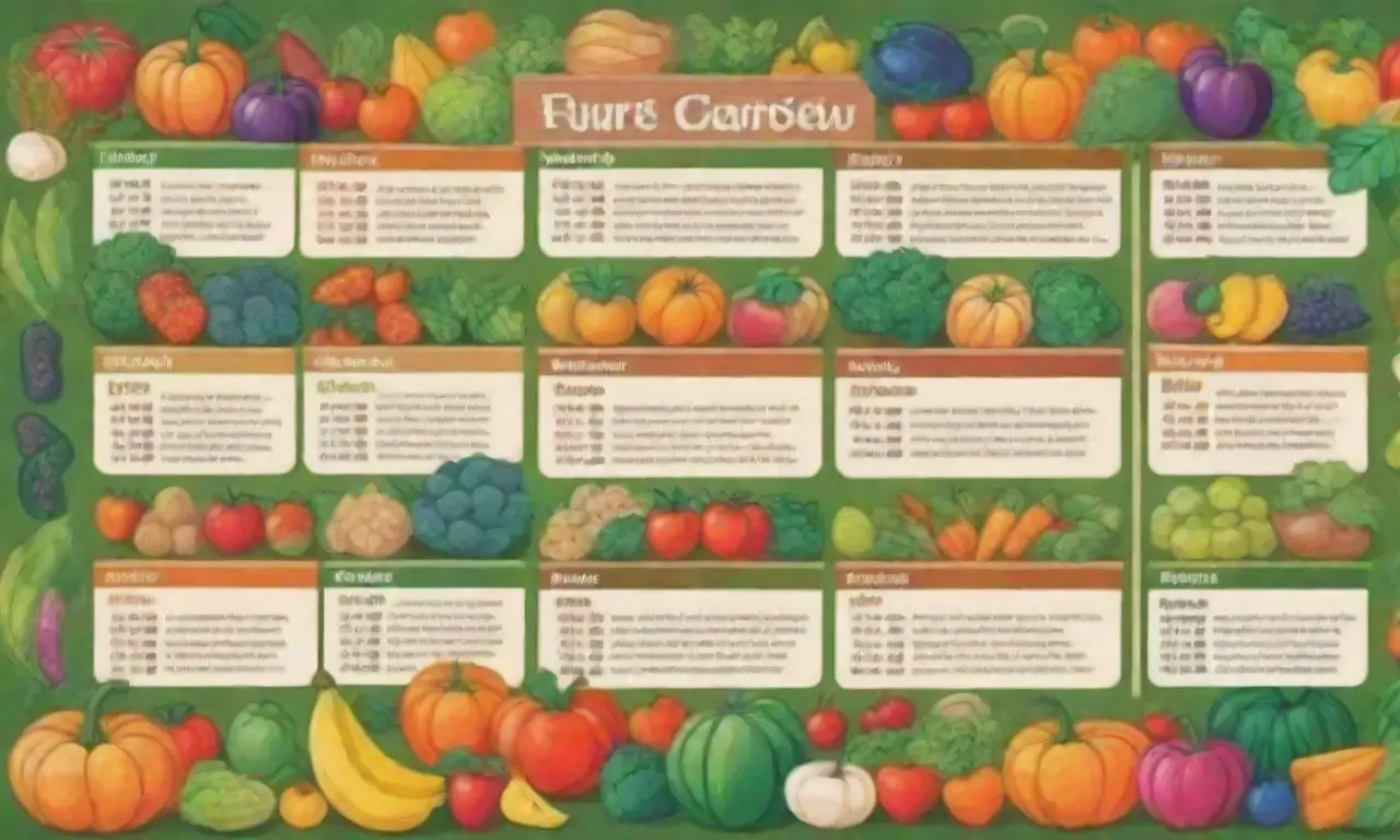Fondo vibrante con plantas coloridas, iconos de cosecha y diseño atractivo