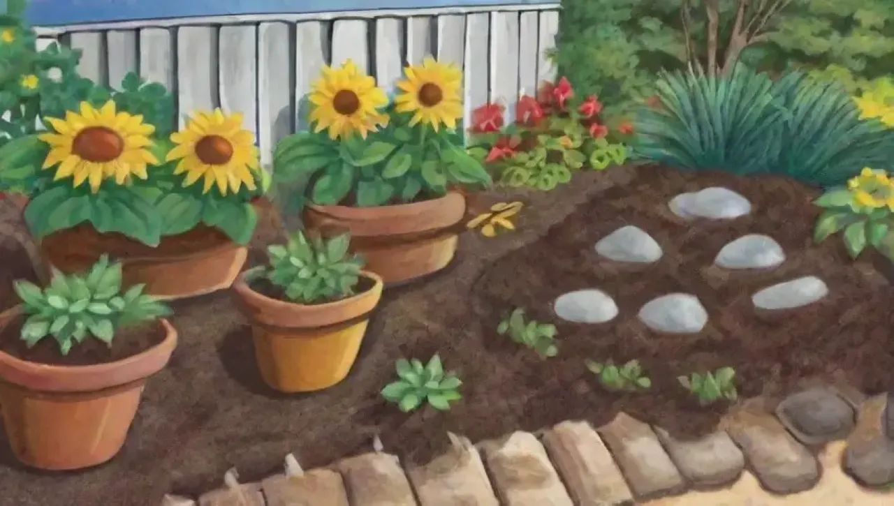 Un jardín vibrante y diverso florece en un ecosistema armonioso