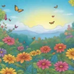 Paisaje vibrante con colores brillantes y naturaleza en armonía