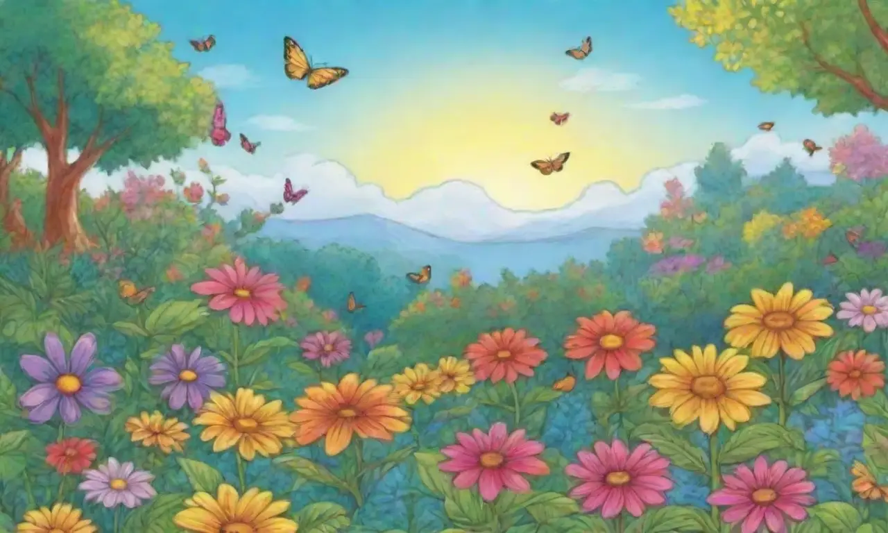 Paisaje vibrante con colores brillantes y naturaleza en armonía