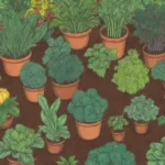 Jardín vibrante con plantas diversas y cosechas coloridas