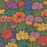 Flores vibrantes y bulbos coloridos crean un bouquet artístico y sereno