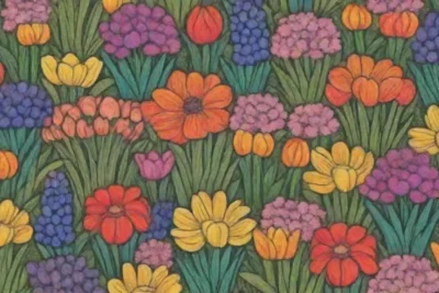 Flores vibrantes y bulbos coloridos crean un bouquet artístico y sereno