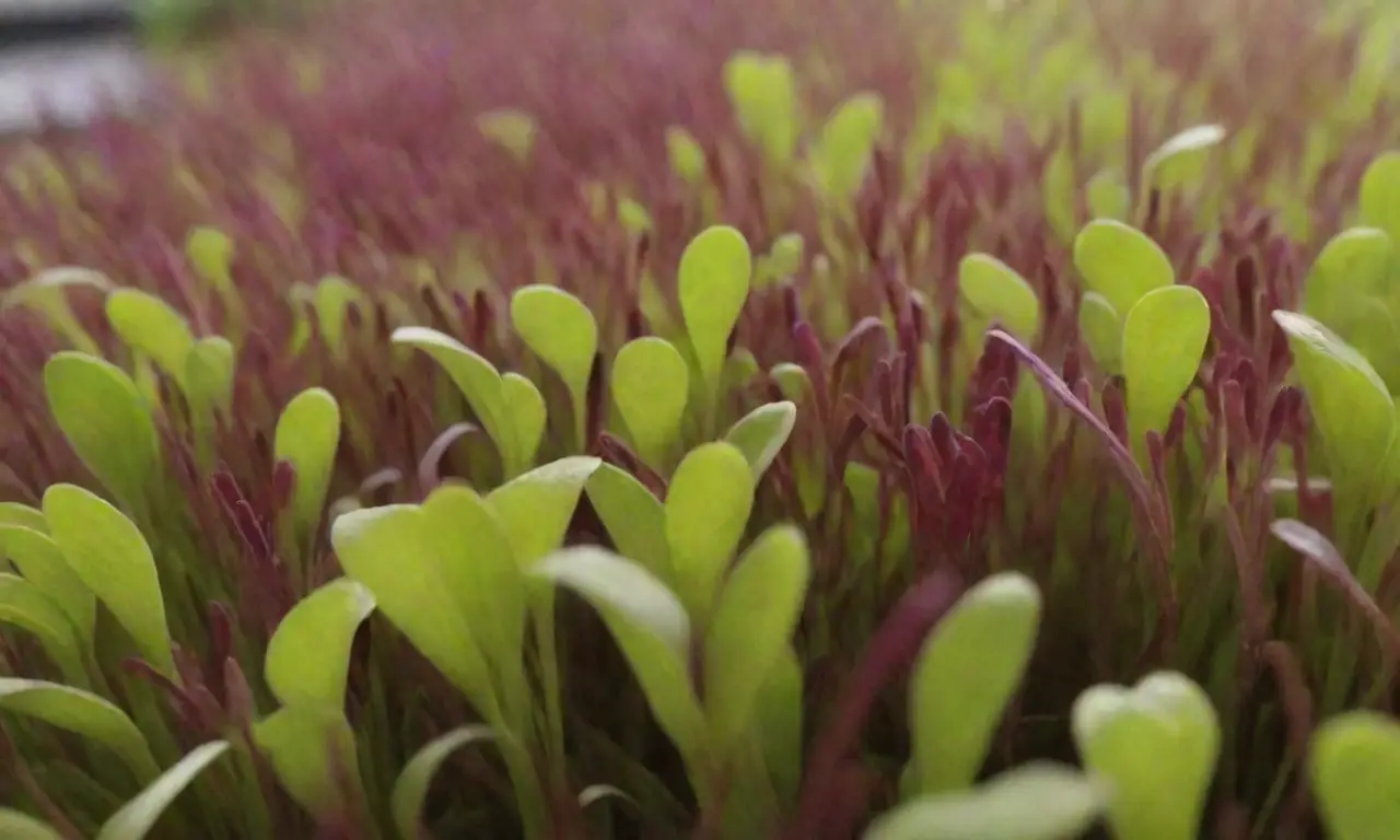 Microgreens coloridos con instrucciones de cultivo y beneficios nutricionales