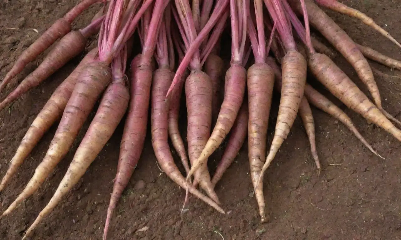 Cultivos de raíz prosperan en paisajes áridos con colores vibrantes y agricultura sostenible