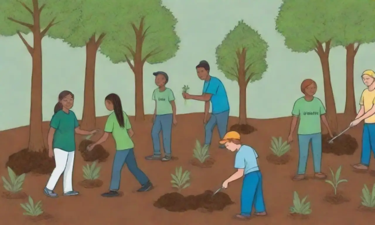 Voluntarios plantando árboles para un futuro sostenible
