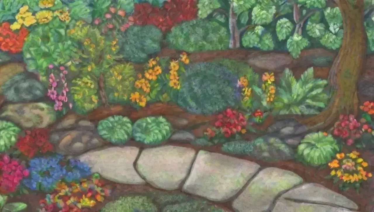 Un jardín vibrante y diverso lleno de vida y colores