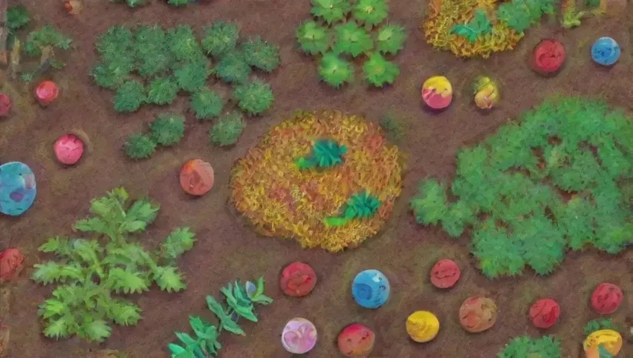 Un ecosistema vibrante y armonioso lleno de vida y texturas