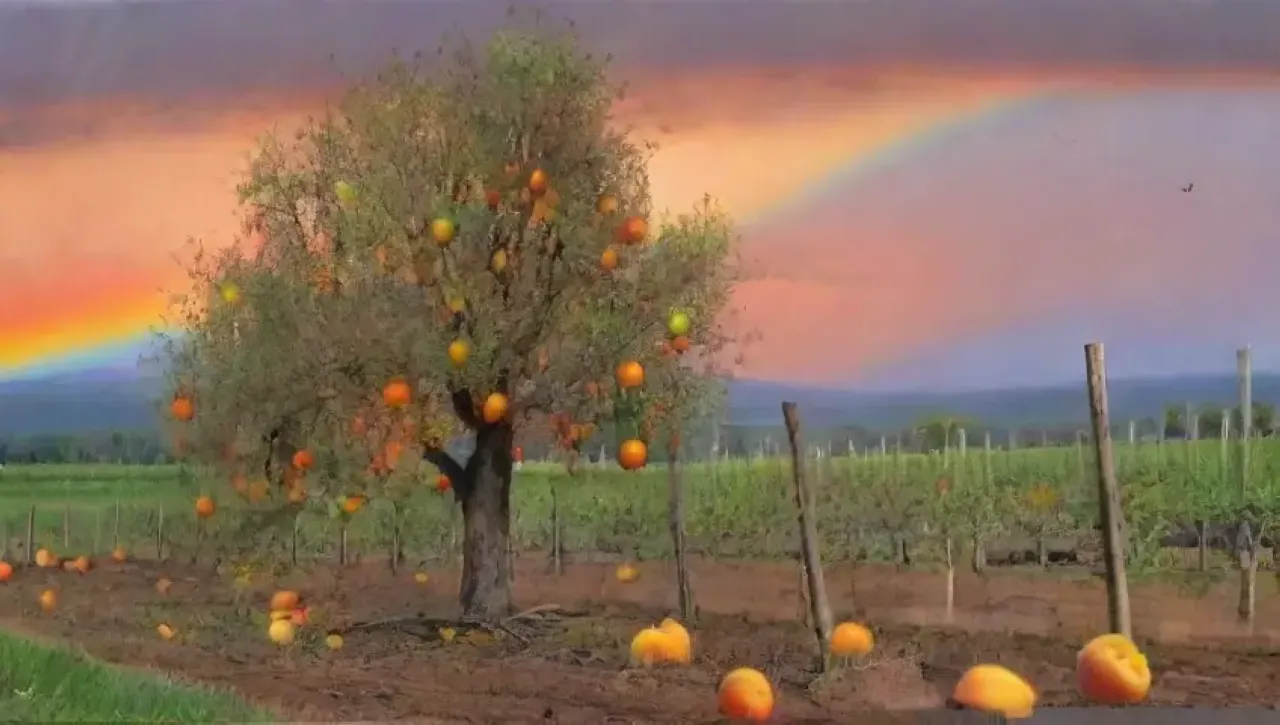 Un paisaje agrícola vibrante y melancólico refleja la lucha de la naturaleza