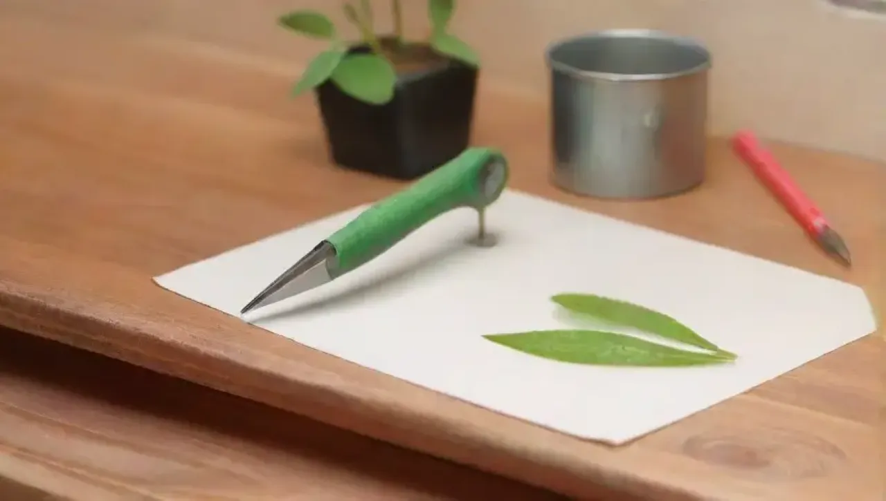 Un espacio de trabajo sereno con herramientas y plantas listas para ser podadas