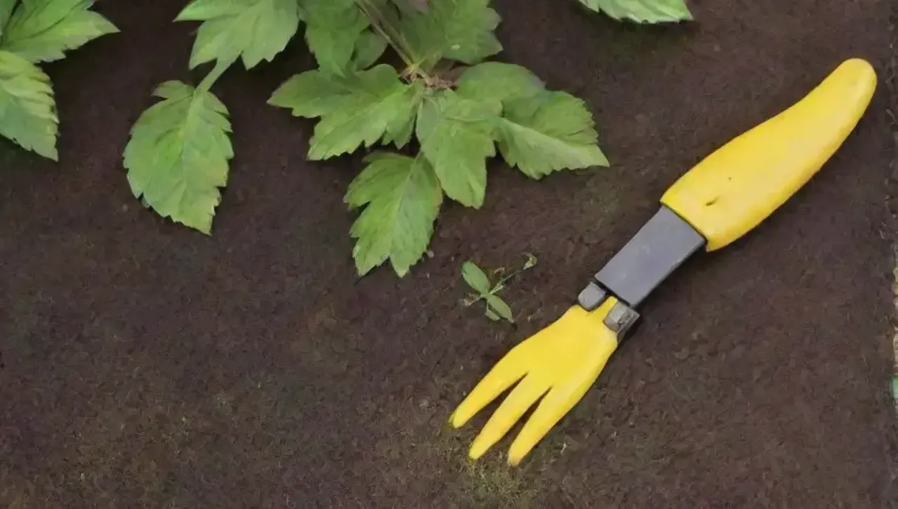 Un jardín vibrante con herramientas organizadas y plantas saludables