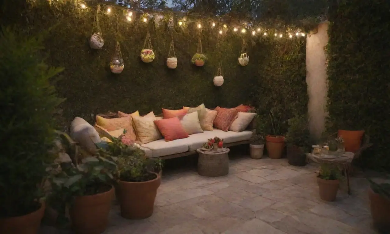 Elementos decorativos acogedores para un jardín en terraza