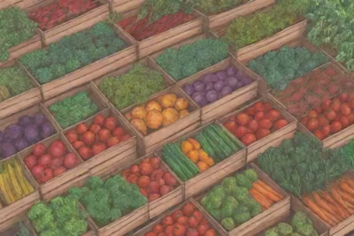 Recolección de verduras coloridas en un jardín soleado de otoño