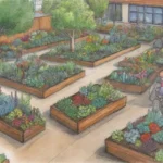 Jardines accesibles con plantas vibrantes y prácticas sostenibles que fomentan la inclusión y la conexión familiar