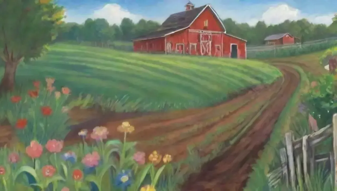 Un paisaje agrícola vibrante y diverso, lleno de vida y color