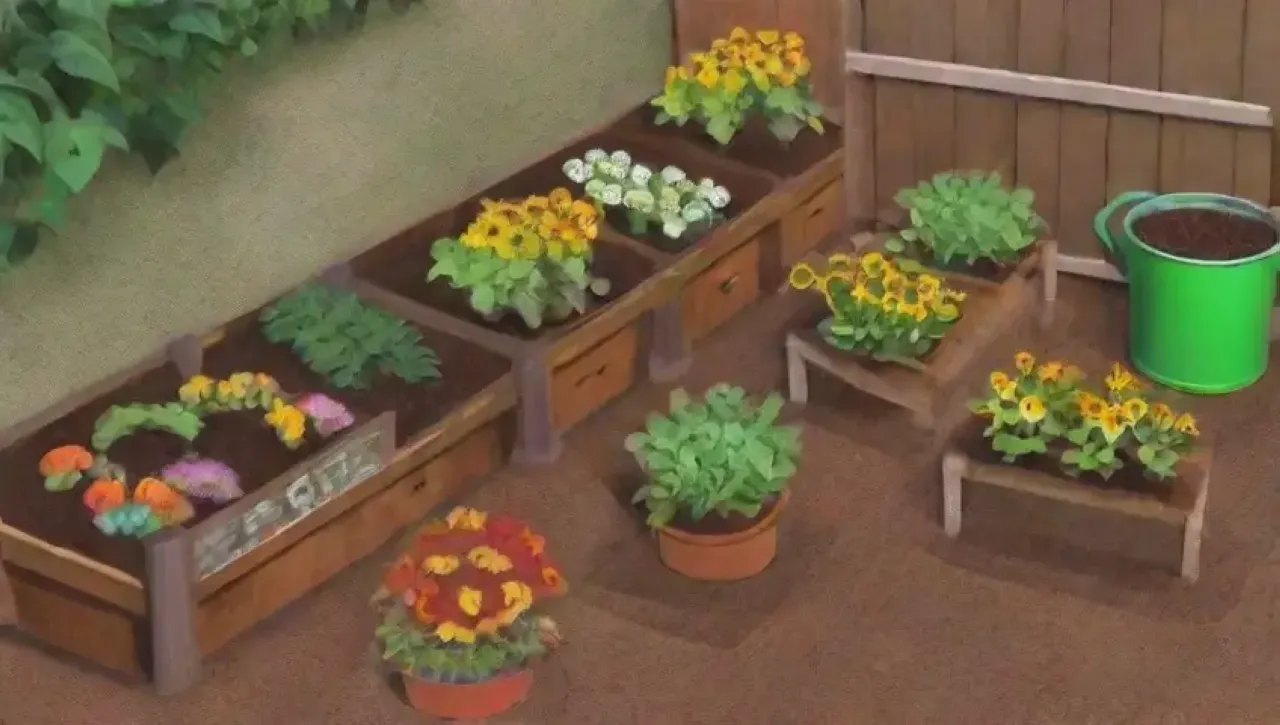 Un jardín vibrante y armonioso lleno de vida y color