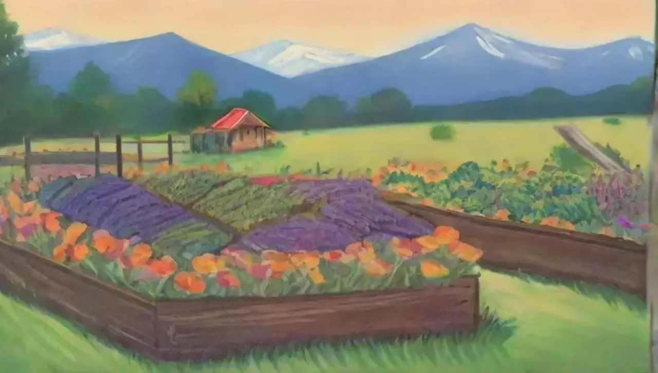 Un paisaje agrícola vibrante y sostenible, lleno de vida y color