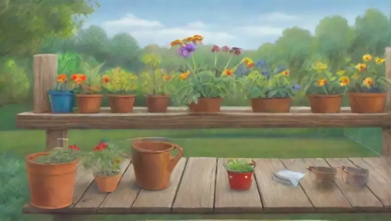 Un jardín vibrante con plantas verdes, flores coloridas, insectos atrapados y un ambiente natural armonioso