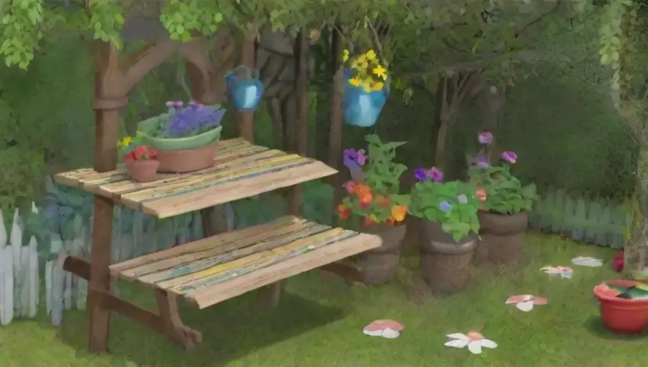 Un jardín vibrante y armonioso lleno de vida y color