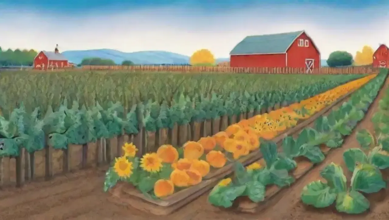 Un paisaje agrícola vibrante y abundante en colores y vida