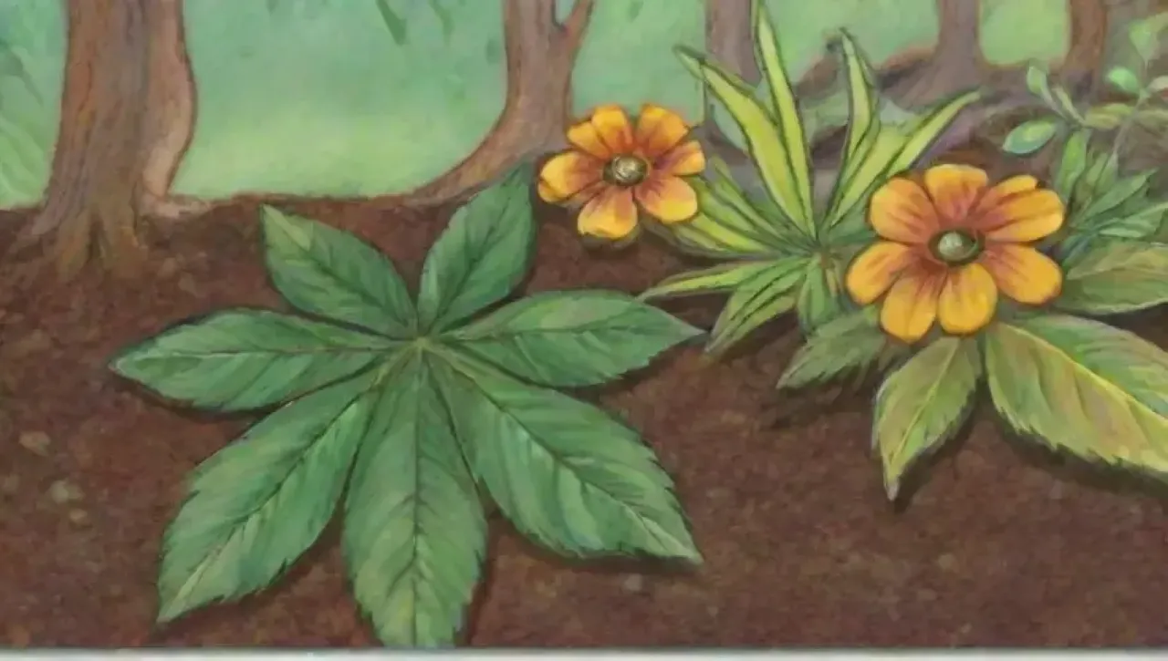 Un jardín vibrante con hojas verdes, flores delicadas y manos cuidando plantas