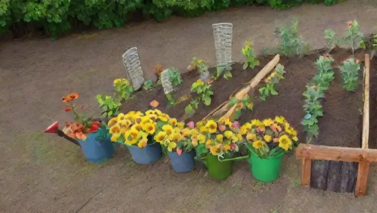 Un jardín vibrante y armonioso lleno de vida y color