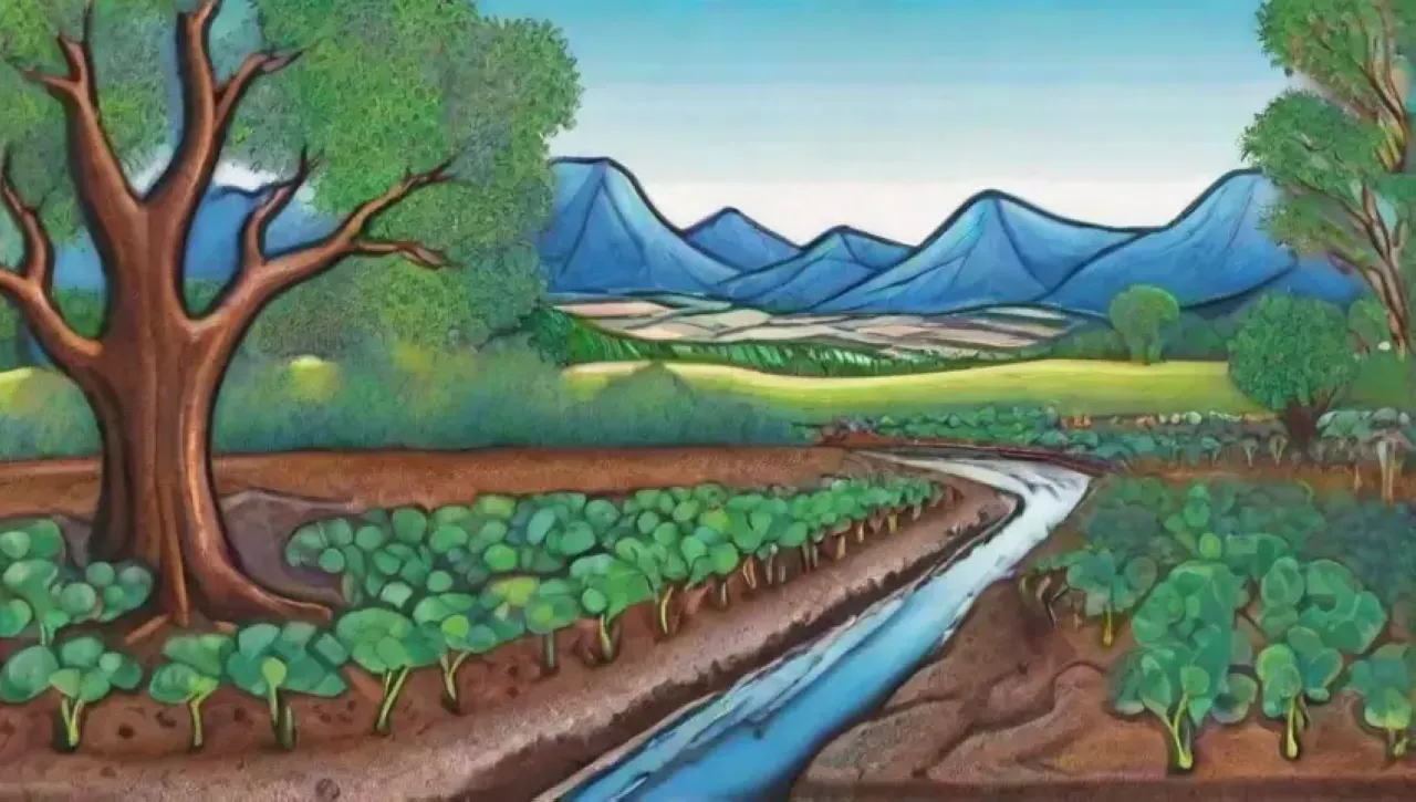 Un ecosistema vibrante y armonioso lleno de vida y colores