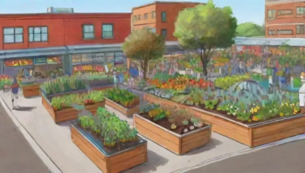 Jardines urbanos vibrantes con cultivos diversos y comunidades comprometidas