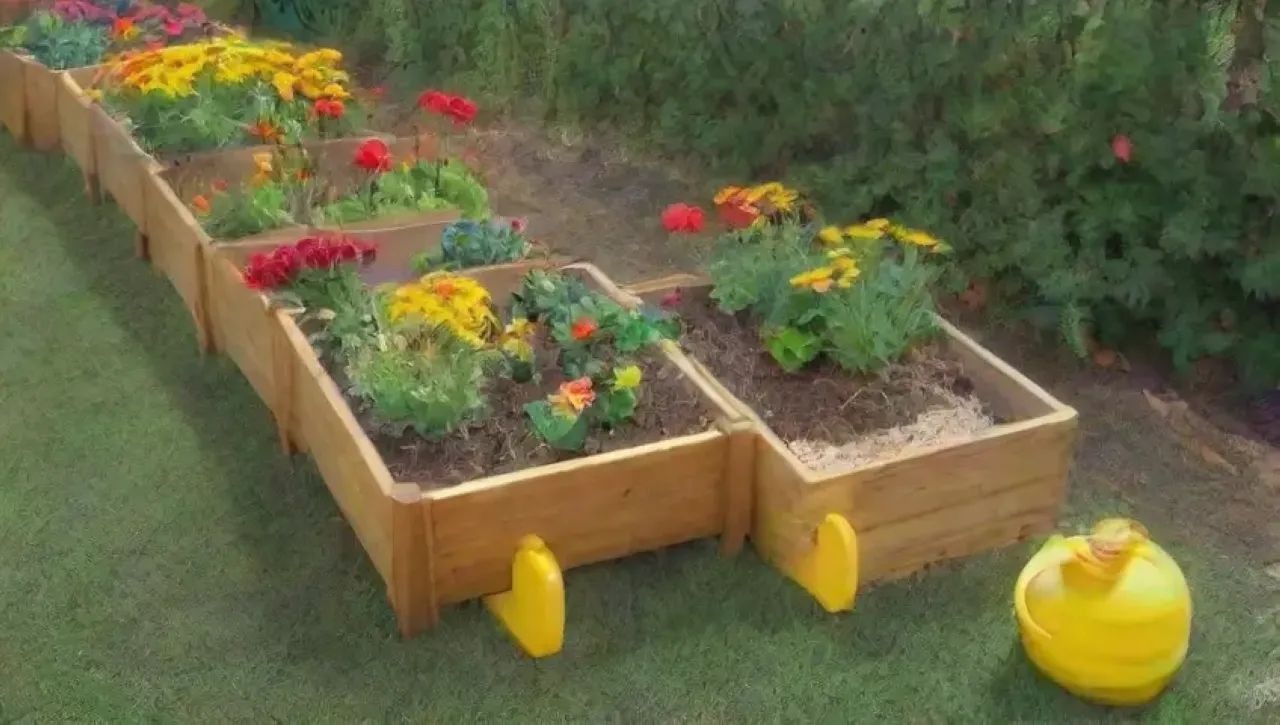 Un jardín vibrante y sostenible lleno de vida y color