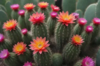 Cactus florales vibrantes en un jardín tropical