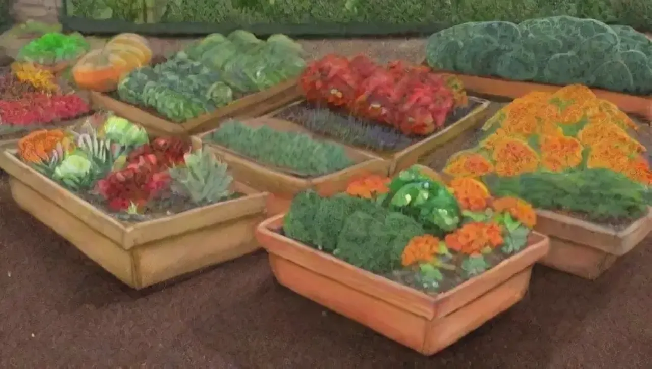 Un jardín otoñal lleno de colores, semillas y cosechas vibrantes