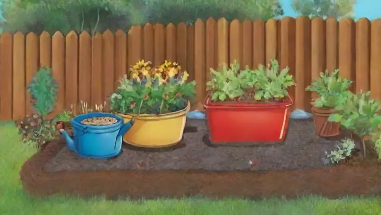 Un jardín vibrante y soleado lleno de vida y color