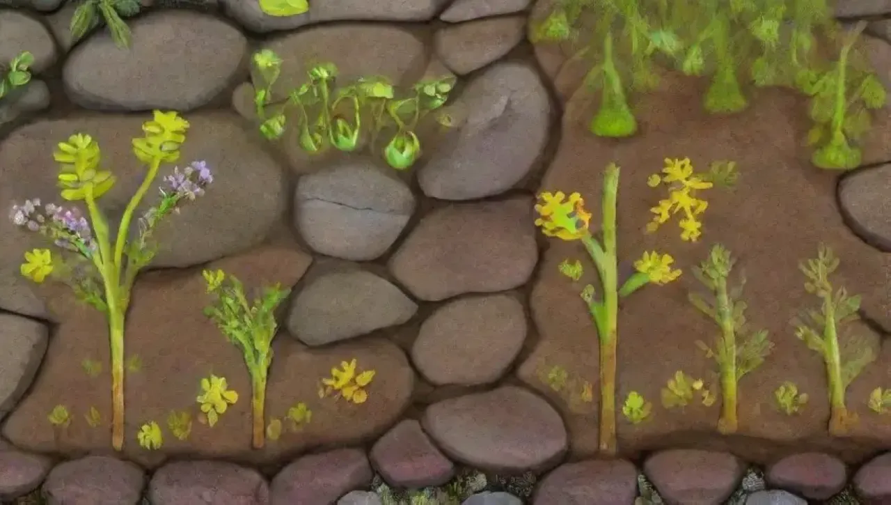 Suelo rocoso y fértil con vegetación vibrante y rica biodiversidad