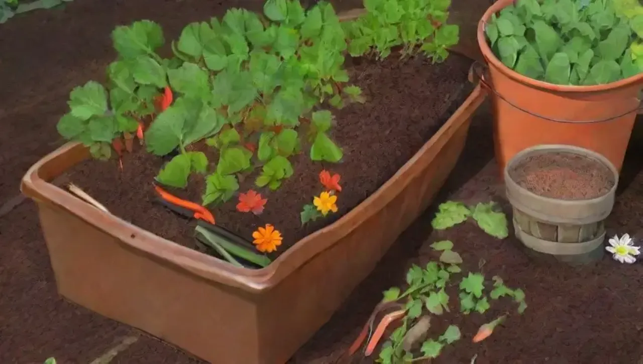 Un compost vibrante y lleno de vida rodeado de naturaleza