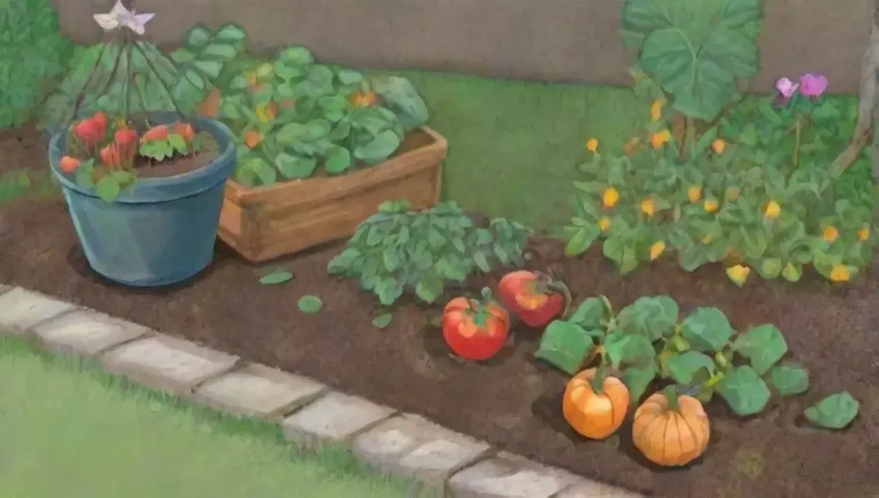 Un jardín vibrante lleno de vida y promesas de cosecha