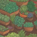 Jardín primaveral con verduras