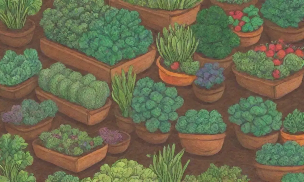 Jardín primaveral con verduras
