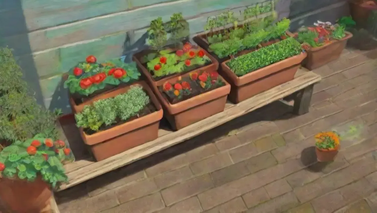 Un vibrante jardín urbano lleno de vida y color