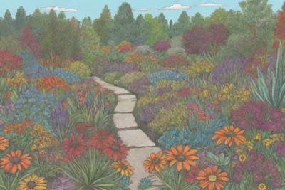 Jardín vibrante con flores nativas