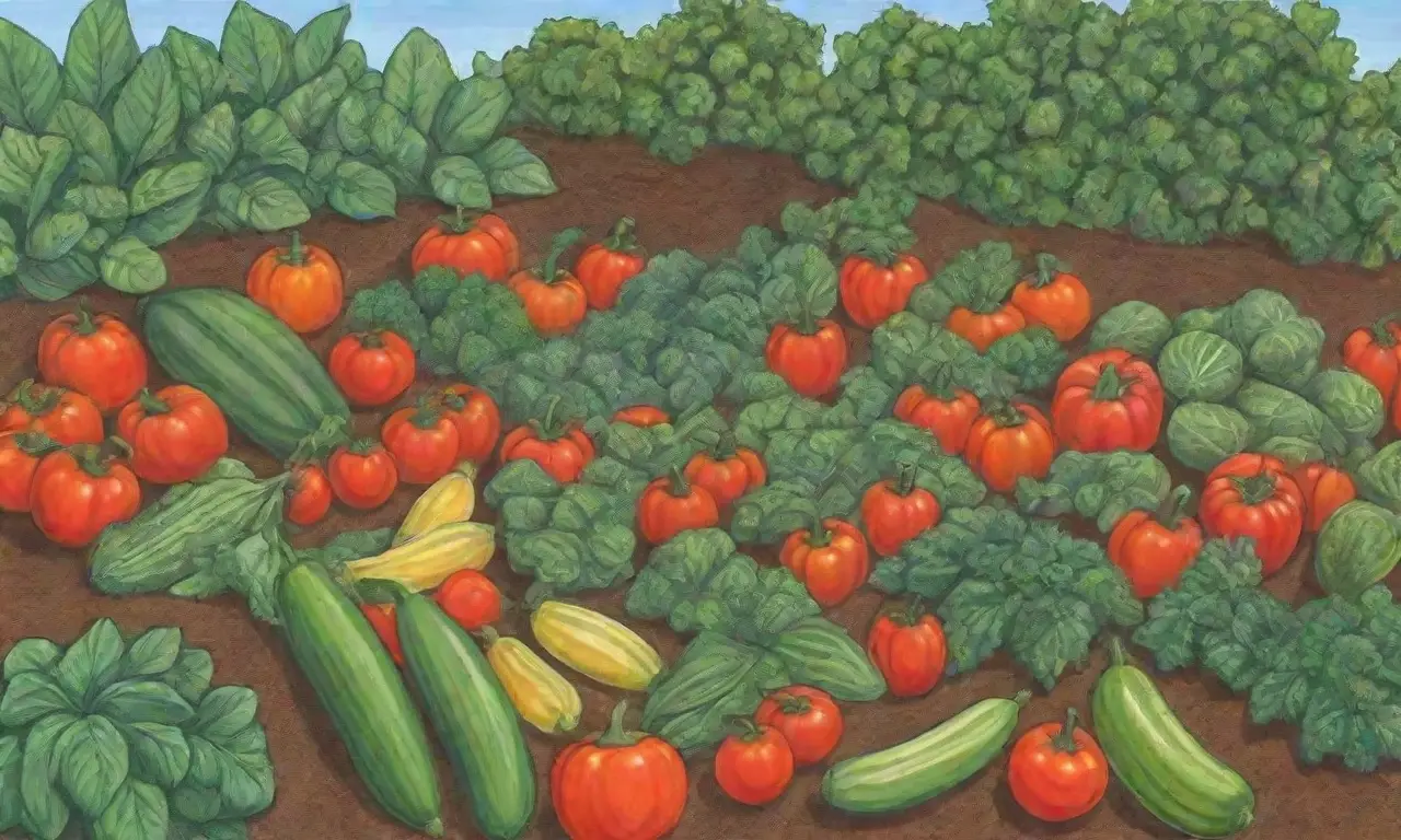 Colores vibrantes y hortalizas frescas en un jardín veraniego