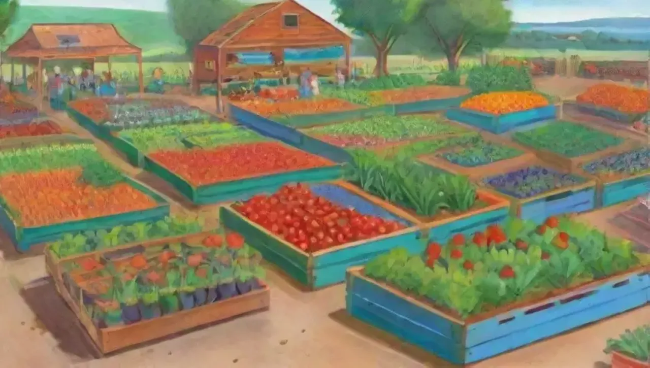 Un vibrante paisaje agrícola celebra la abundancia de la agricultura sostenible
