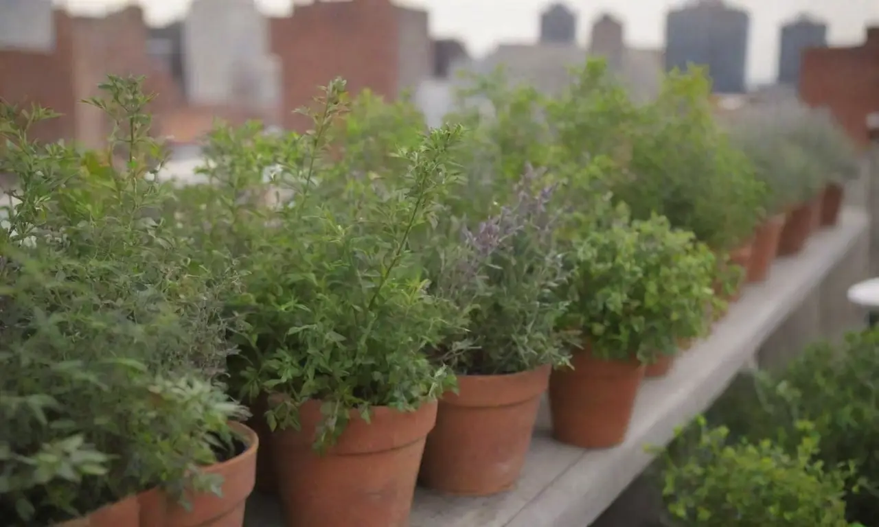 Jardín urbano con hierbas aromáticas y frescas