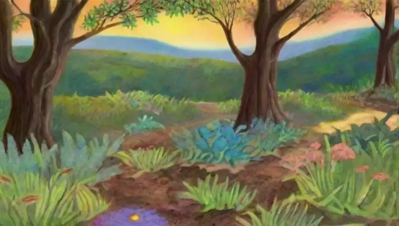 Un jardín vibrante y sereno lleno de vida y colores